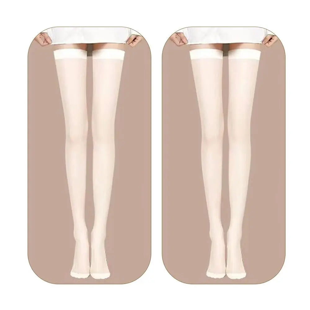 2 Pairs Ultra-Thin Transparent Silk Thigh High Stockings