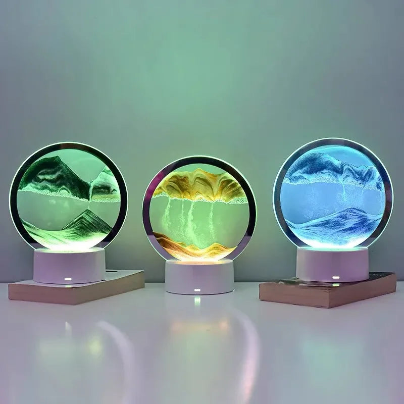 AuraSphere RGB – 3D Moving Sand Art Lamp with 16-Color LED