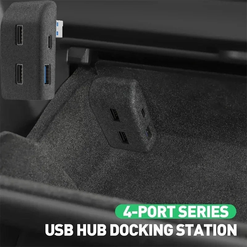Tesla Model 3 & Model Y Juniper Glovebox Flocked USB Hub