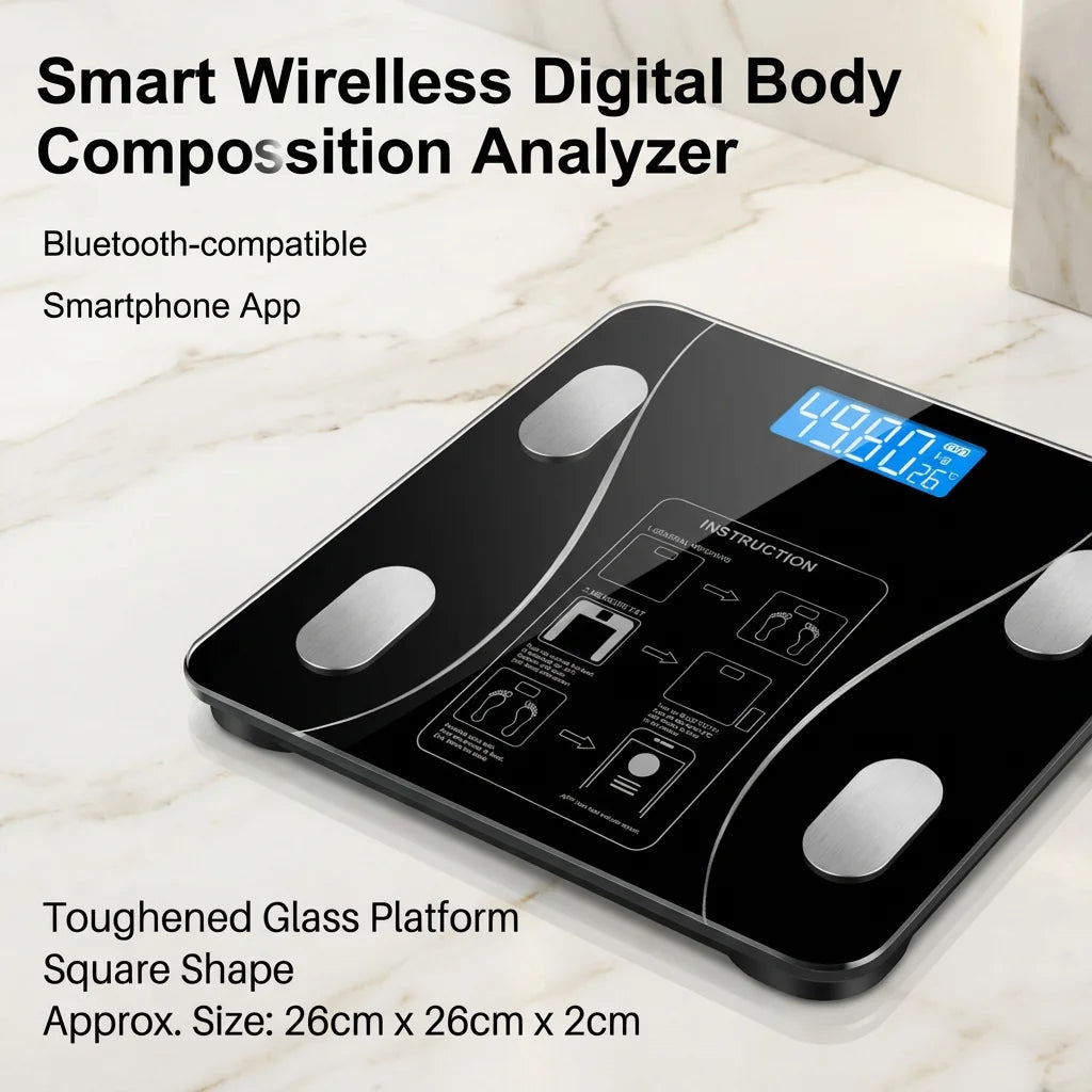 Smart Wireless Digital Body Fat Scale Bluetooth-Compatible Bathroom Weight Analyzer with Smartphone App for Body Composition