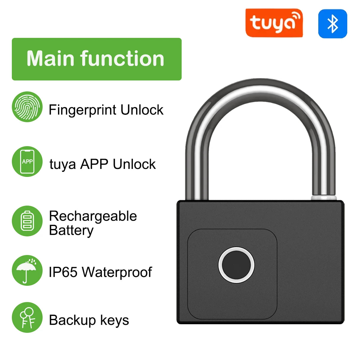 RAYKUBE Tuya Smart Padlock Fingerprint Waterproof USB Charging Quick Identification Unlock Sensor High Quality P70/P55/PQ1
