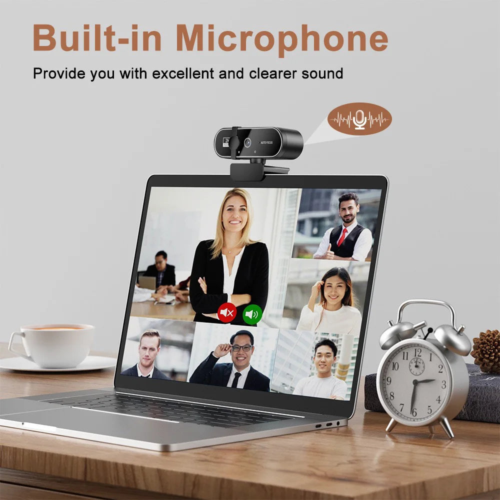 Câmara Web Lenovo 4K HD Mini com Microfone, Câmara Web Full HD 2K, Webcam USB com Foco Automático para PC, Portátil, Captação de Vídeo