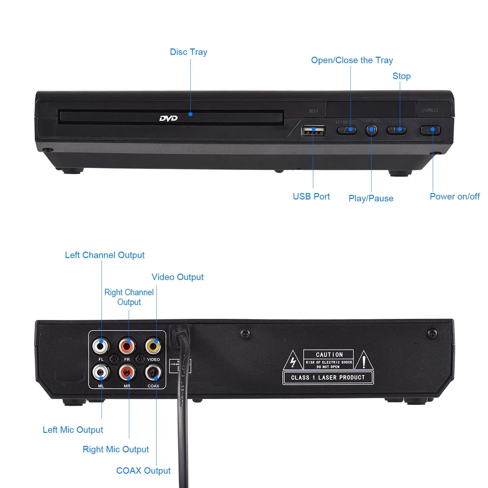 DVD-225 Home DVD Player DVD CD Disc Player Digital Multimedia Player AV Output with Remote Control