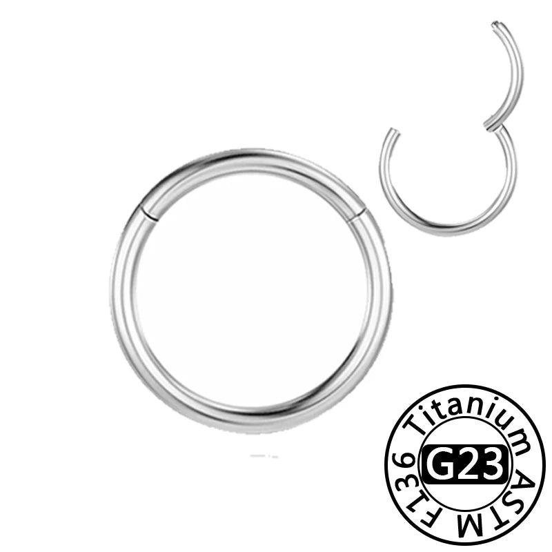 G23 Titanium 16G CZ Hinged Segment Clicker Hoop Piercing