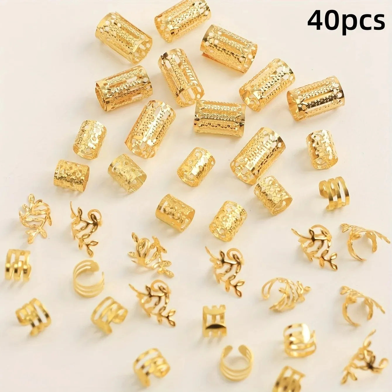40-Piece Elegant Hollow Hair Ring Set for Braids and Locs