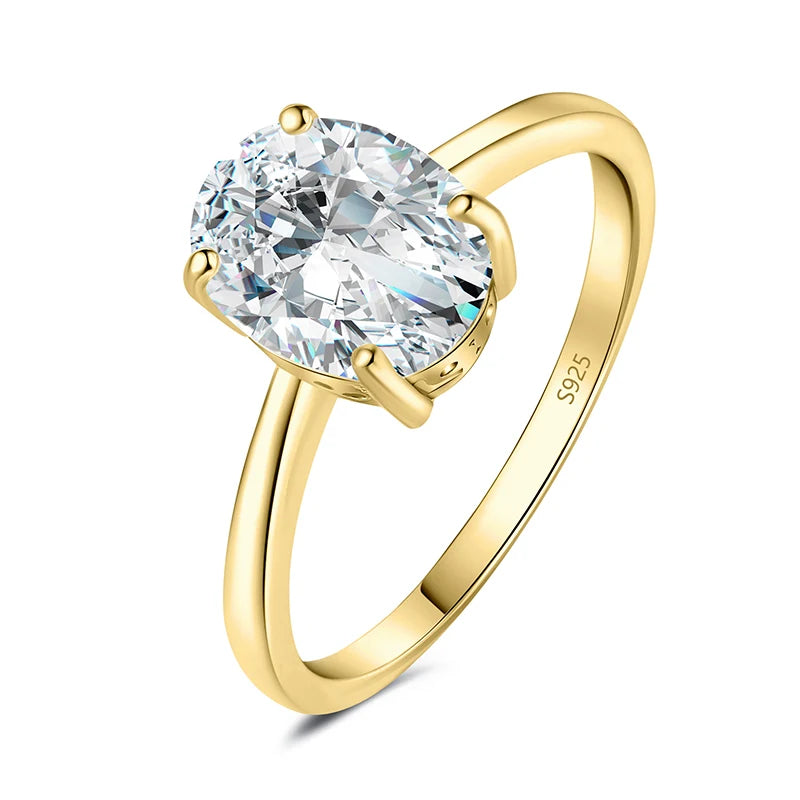 925 Sterling Silver Oval Cut Cubic Zirconia Solitaire Ring