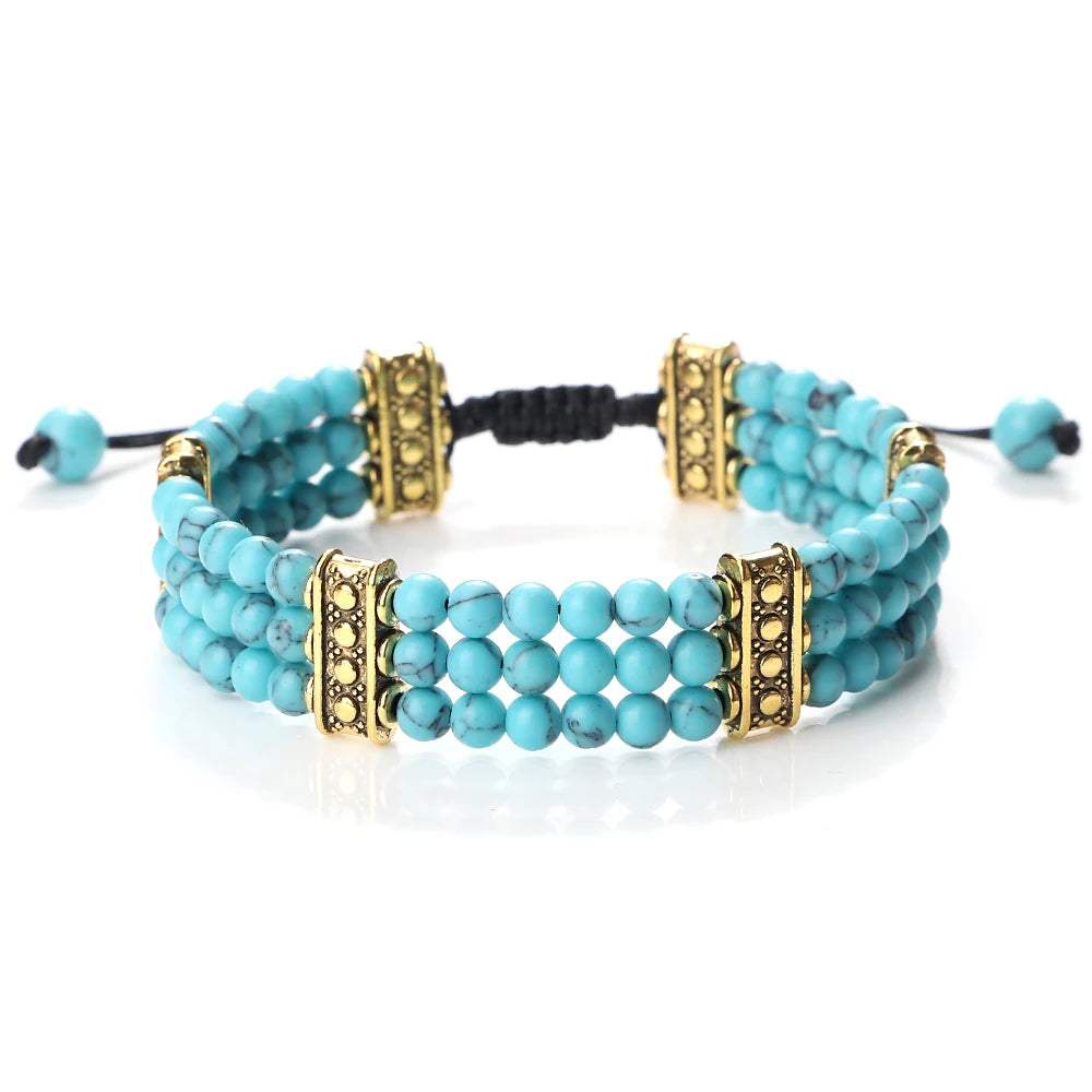 4mm Natural Stone Braided Energy Yoga Bracelet