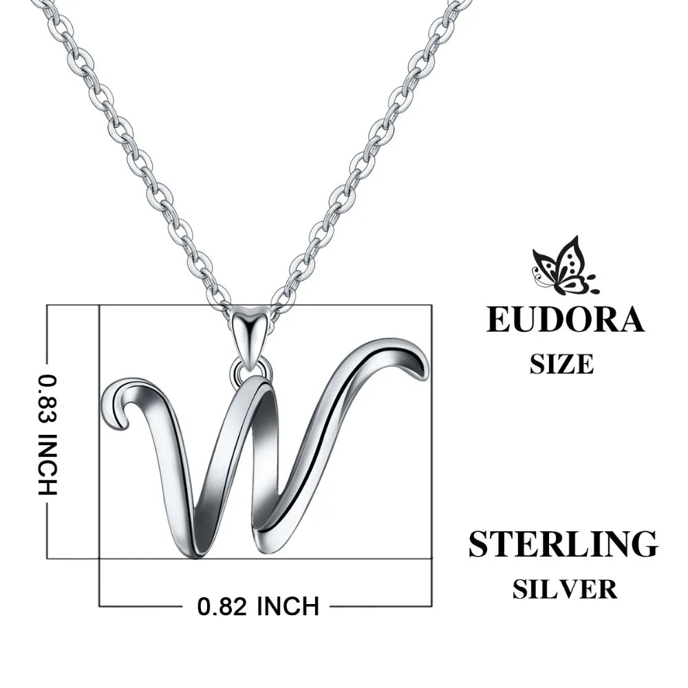 925 Sterling Silver Initial Letter Pendant Necklace