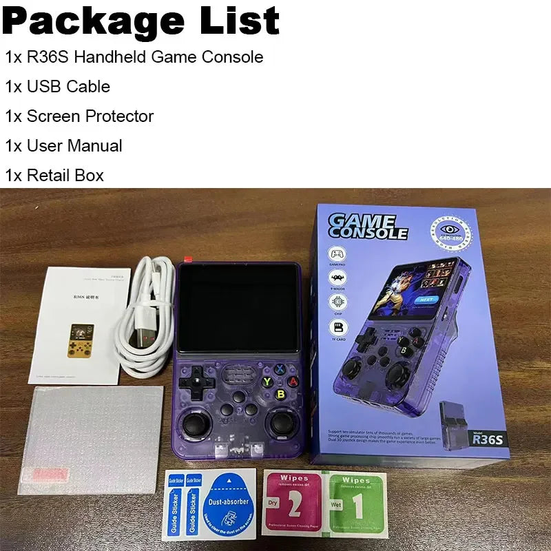 R36S Retro Handheld Video Game Console ARKOS System 3.5 Inch IPS Screen Classic Portable Pocket Video Player 128G Games Boy Gift
