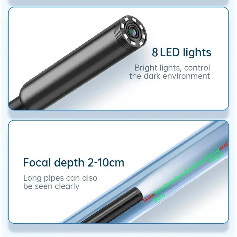Endoscope Camera 1080P HD Borescope with 8 LED Lights 8mm Inspection Camera for iOS Android Samsung