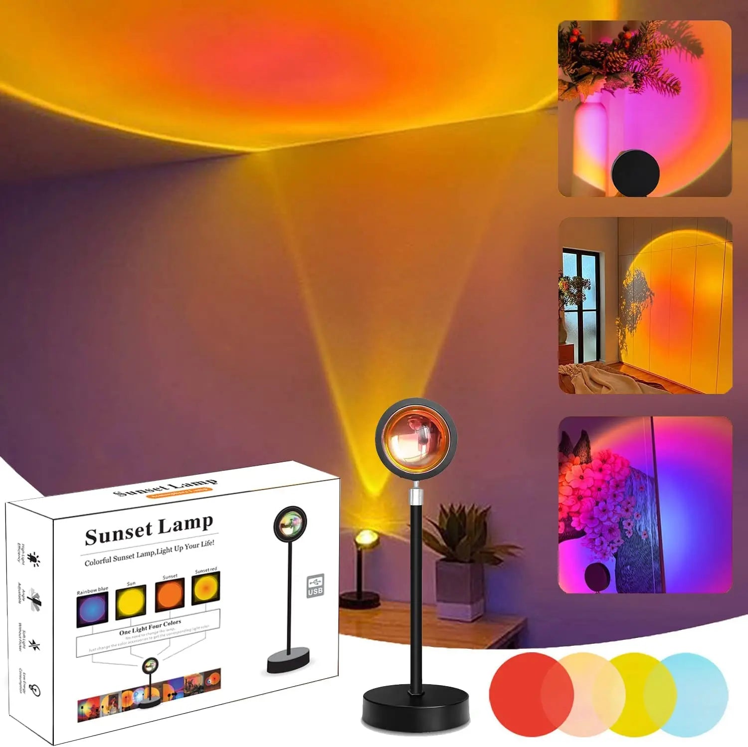 Smart Bluetooth USB Sunset Projector Lamp App Control Night Light Atmosphere Projection for Home Bedroom Background Wall Decor