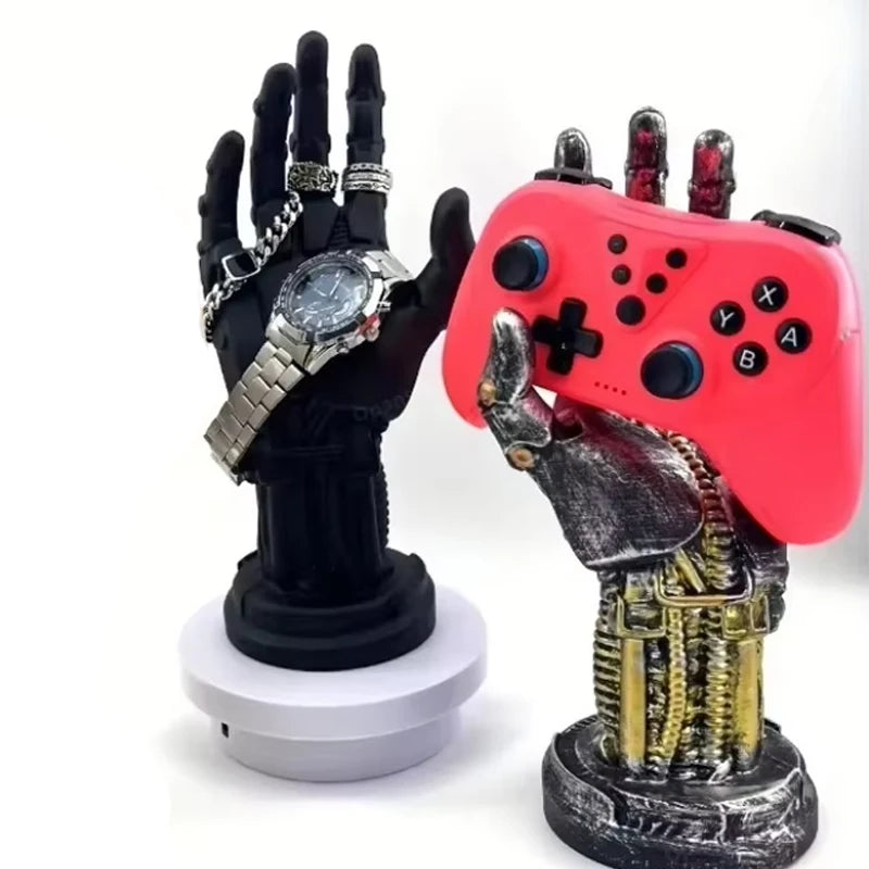 New Creative Games Controller Desktop Headphone Stand Cyberpunk Mechanical Arm Simulated Robot Hand Sculpture Stautes Decoration