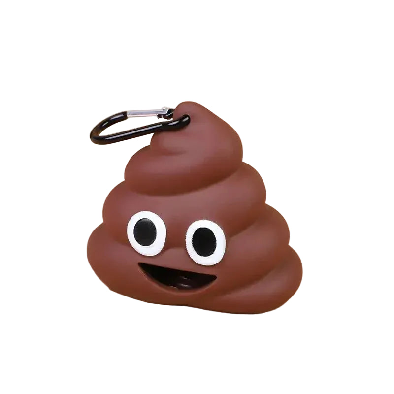 Portable Poop-Shaped Pet Waste Bag Dispenser with Leash Clip