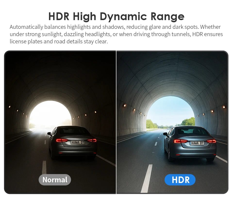 Front and Rear Dash cam KAWA D7 4K,Video Recorder 4K WiFi6 Car Camera,DVR Tiny Rear Camera for AUTO,APP/Voice Control Dashcam