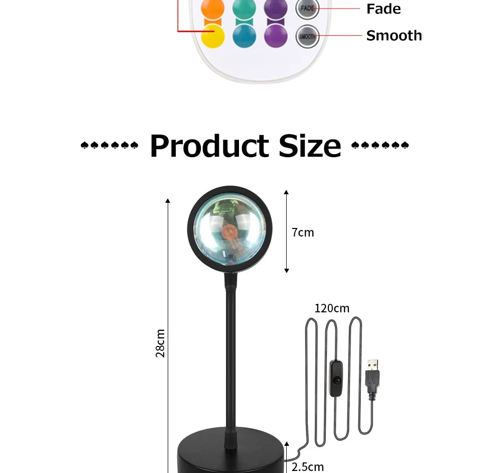 Sunset Projector Lamp Bluetooth Night Light Rainbow Atmosphere Light Room Decor Background Wall Decoration Bedroom Table Lamp