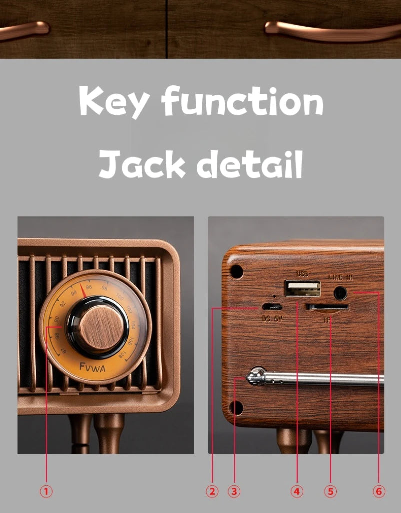 Wireless Bluetooth Speaker FM Retro Radio Subwoofer Memory Card U Disk High Quality Indoor MP3 Portable Speaker Home