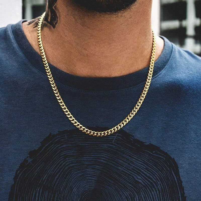 Stainless Steel Cuban Link and Rope Chain Necklace