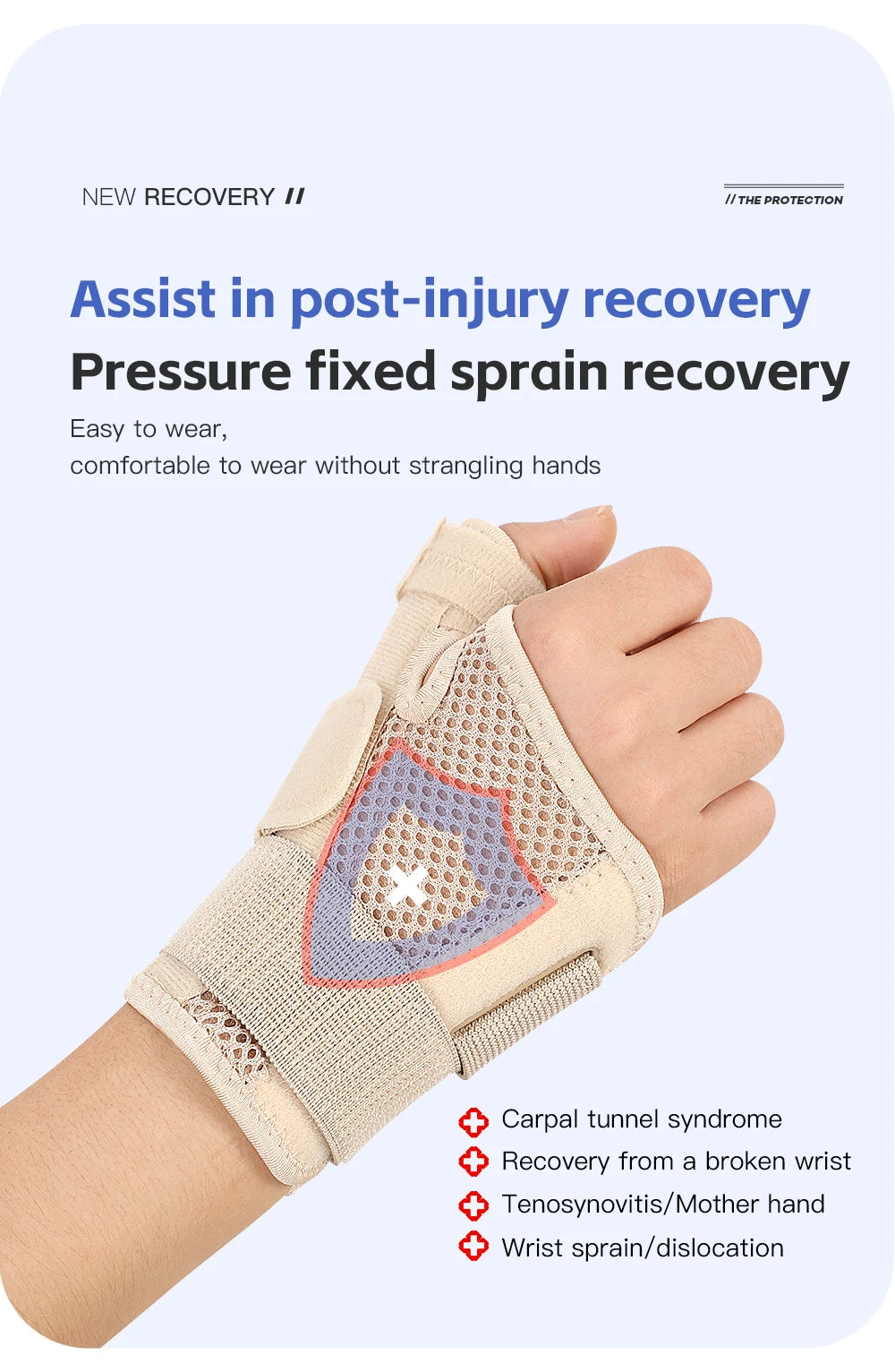 Flexible Splint Wrist Thumb Support Brace for Tendonitis Arthritis Breathable Thumb Protector Guard Fits Right and Left Hand