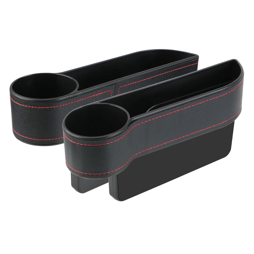 Car Organizer Auto Crevice Pocket Phone Bottle Cups Holder Seat Gap Leather Storage Box Car Accessories,USB Chargers Optional