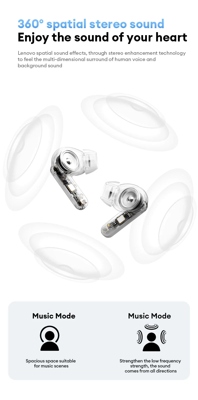 Lenovo LE209 Wireless Bluetooth Earphone ANC Noise Reduction HiFi Music Bluetooth Headphone 30H Battery Life Gaming Headset