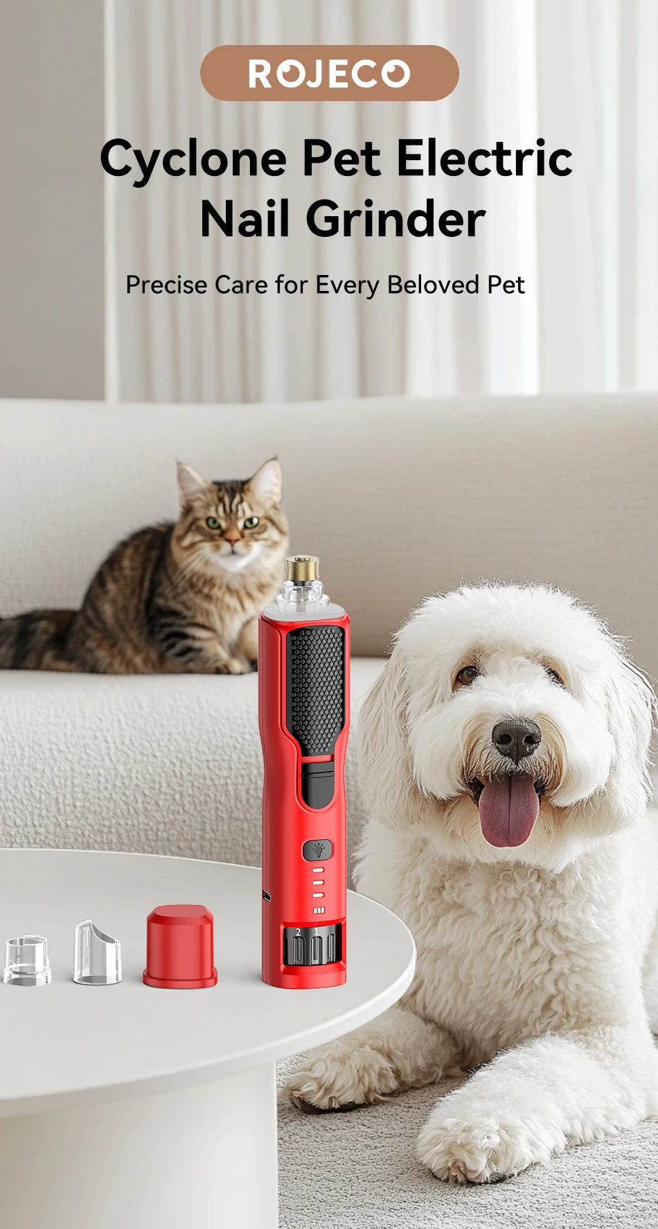 Professional 7-Speed LED Rechargeable Pet Nail Grinder