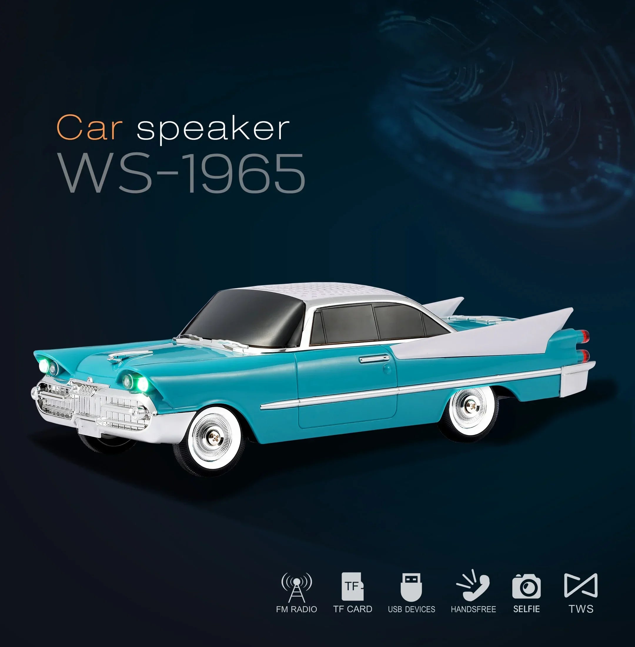 WS-1965 Classic Car Shaped Bluetooth Speaker with Subwoofer Support U Disk TF Card Fm Radio Portable Vintage HIFI Stereo Boombox