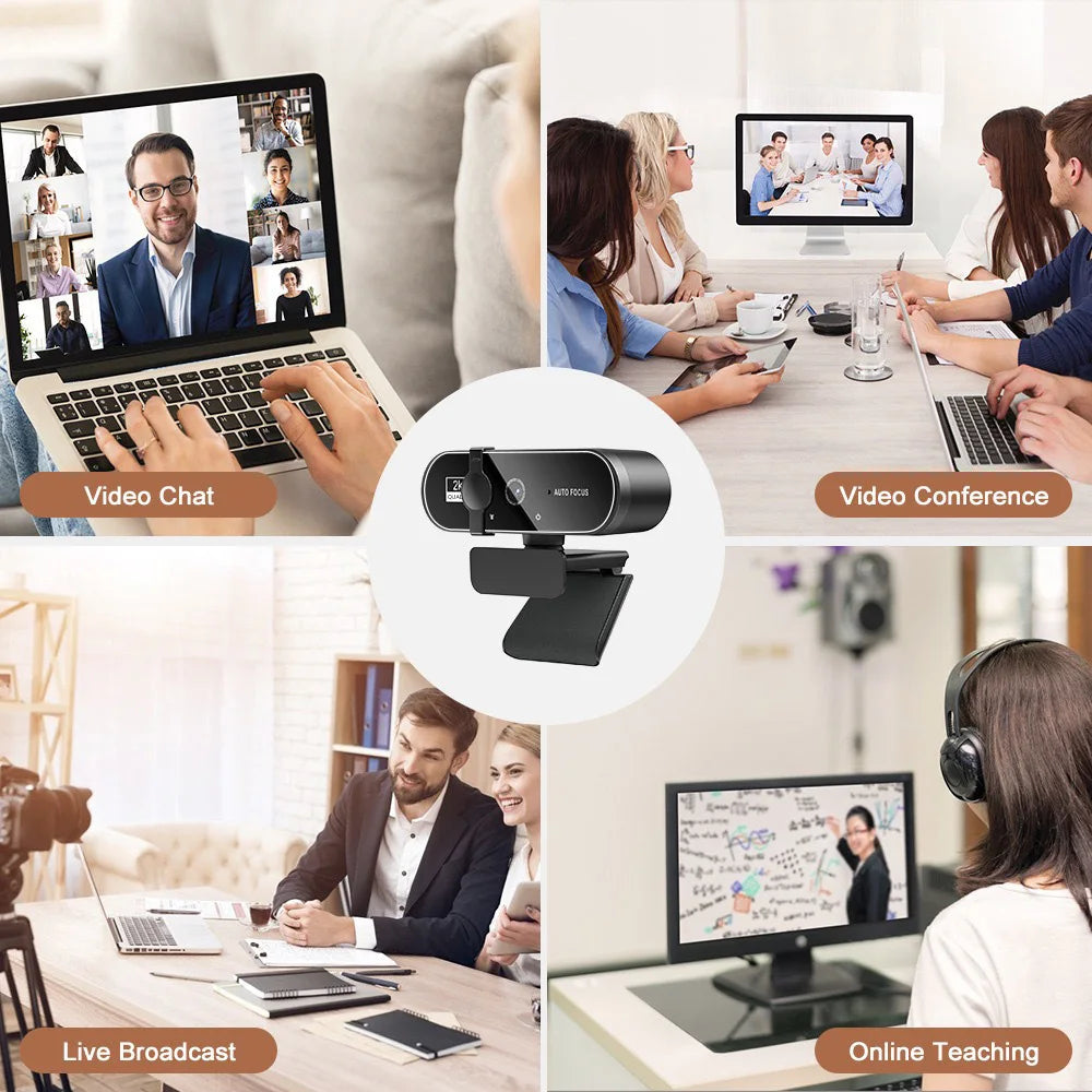 Câmara Web Lenovo 4K HD Mini com Microfone, Câmara Web Full HD 2K, Webcam USB com Foco Automático para PC, Portátil, Captação de Vídeo
