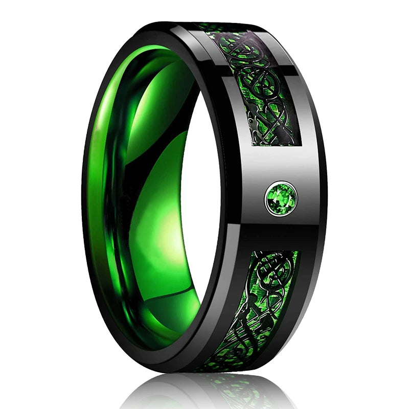 8mm Brushed Stainless Steel Step Edge Ring Multi-Color Collection