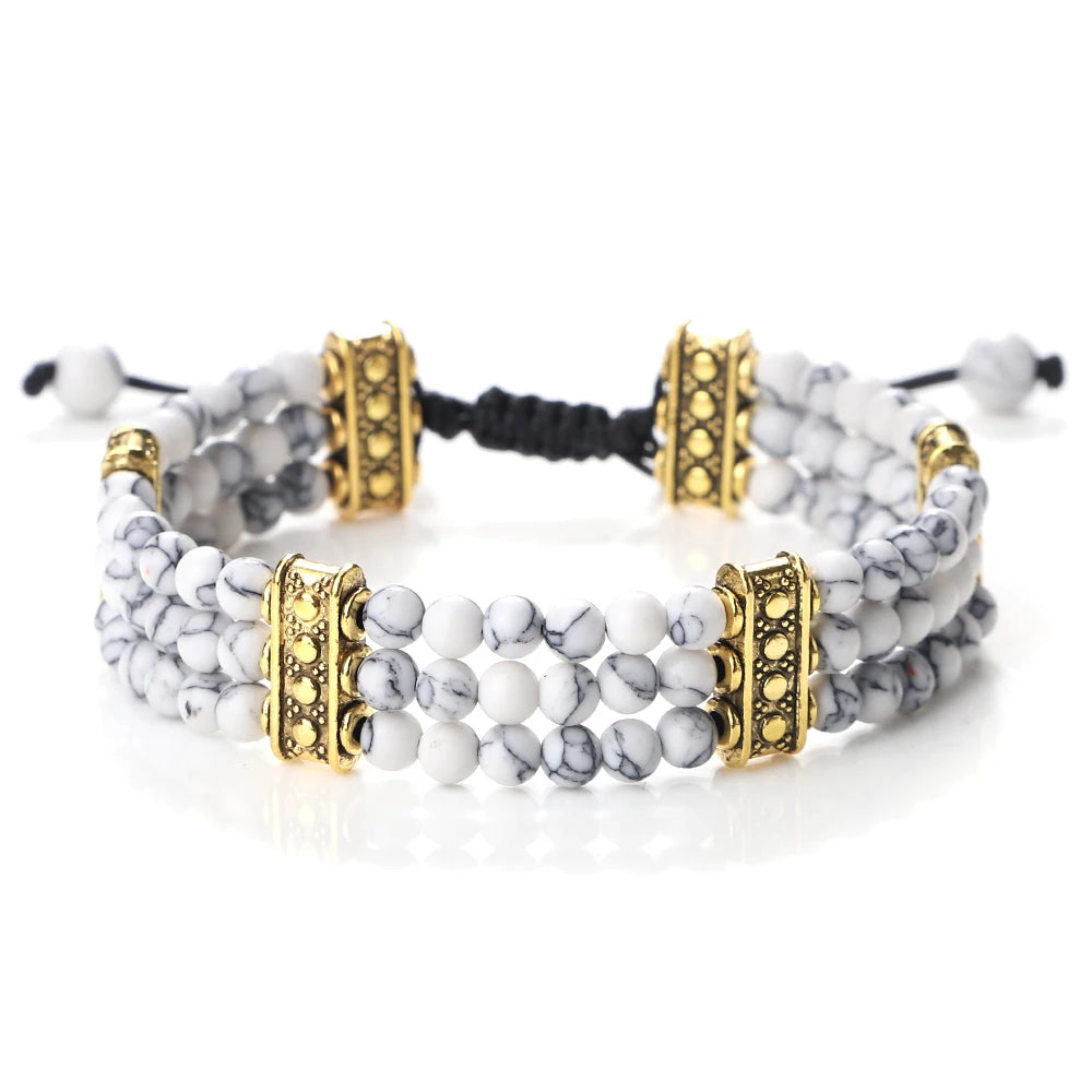 4mm Natural Stone Braided Energy Yoga Bracelet