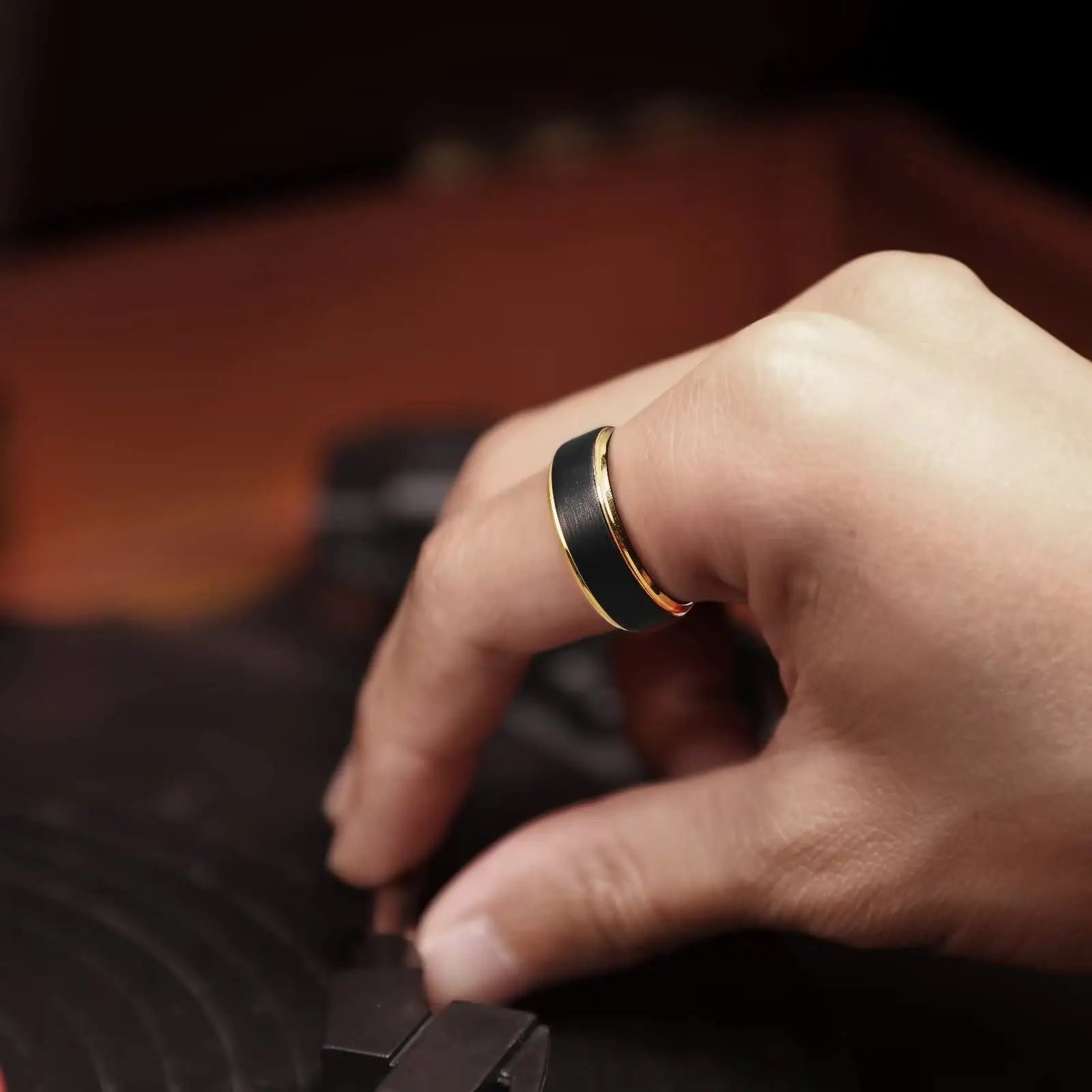 8mm Brushed Stainless Steel Step Edge Ring Multi-Color Collection