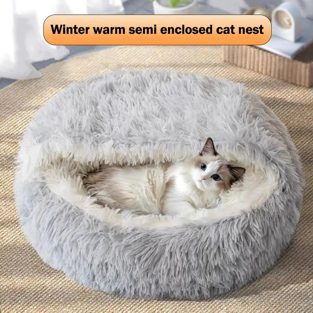 Cama de Inverno Redonda em Pelúcia para Gatos, Almofada para Gatos, Casa Quente para Gatos, Cesto para Gatos, Saco de Dormir para Animais de Estimação, Ninho para Gatinhos, Canil para Cães e Gatos