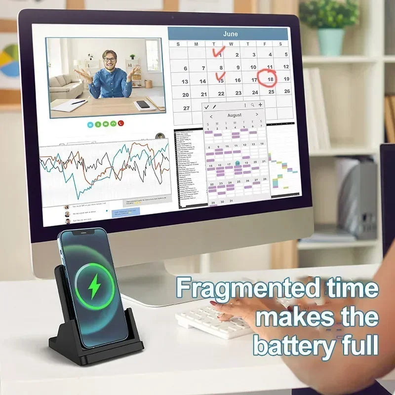 30W Wireless Charger Removable Desktop Vertical Holder Stand For iPhone 16 15 14 13 12 Samsung S25 Xiaomi 15 Quick Charging Dock