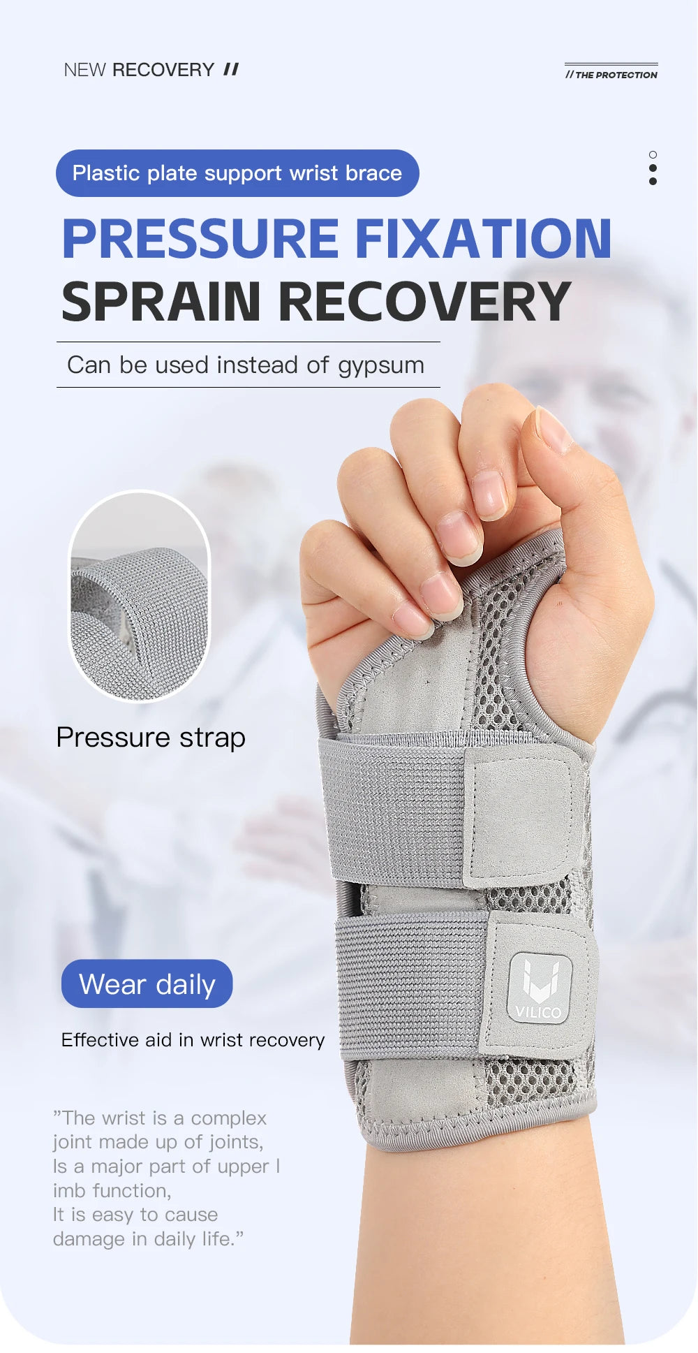 Ergonomic Wrist Brace with Splints for Pain Relief Support