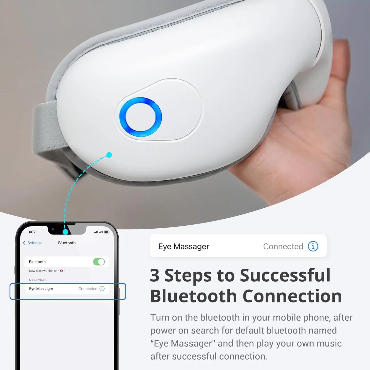 Folding Eye Massager Eye Mask with Heat and Bluetooth Music Airbag Eye Care Device Gift for Eye Strain Dry Eye Improve Sleep