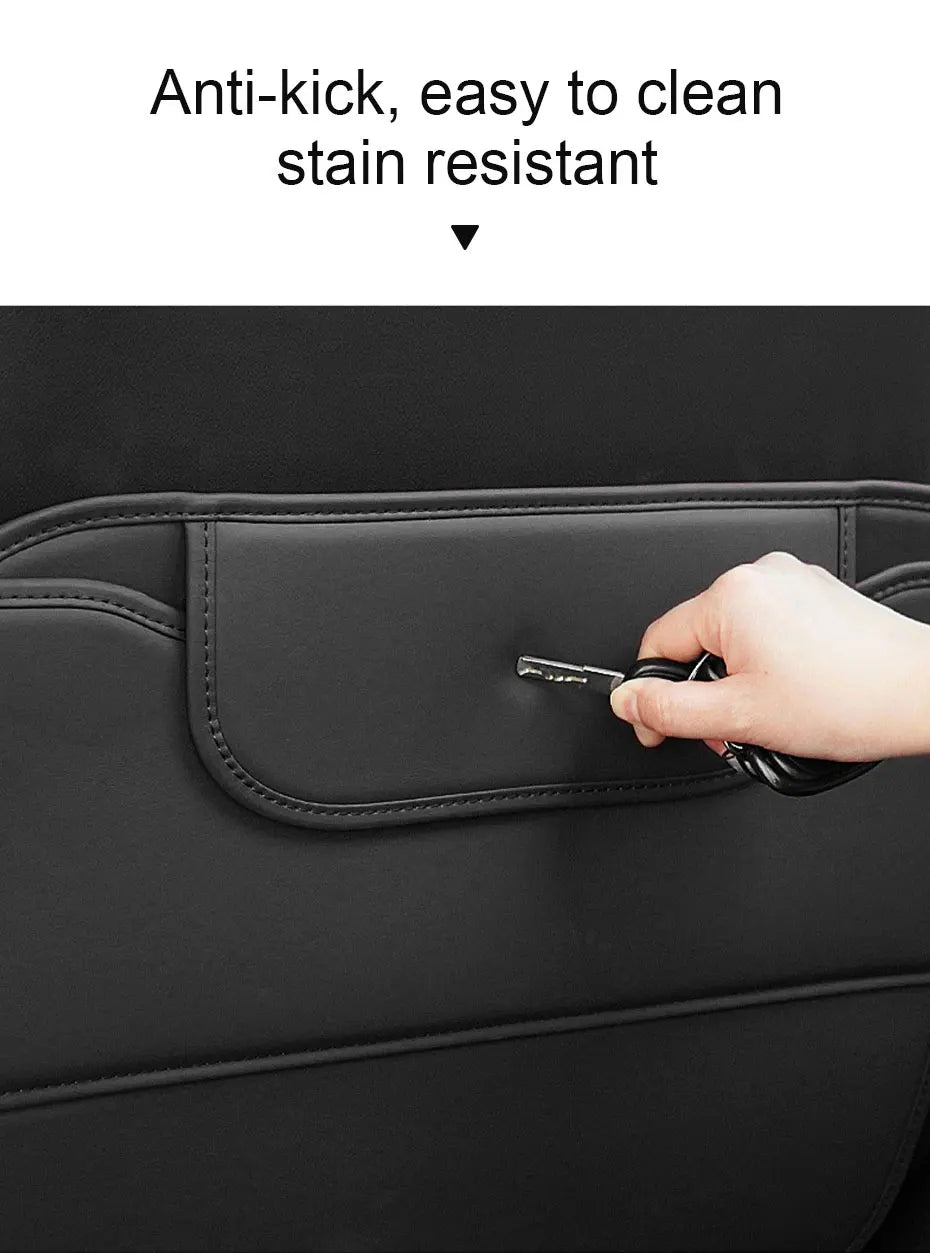 BLALION PU Leather Car Anti-kick Pad Auto Seat Back Organizer Storage Bag Car Backseat Anti Scratch Protector Pads with Cover