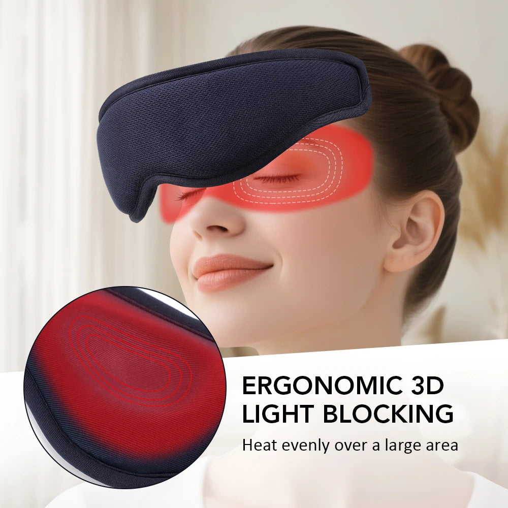Hot Compress and Massage Eye Mask Electric Heated Eye Massager for Relieve Eye Strain Dark Circles Sleeping Mask Eyeshades