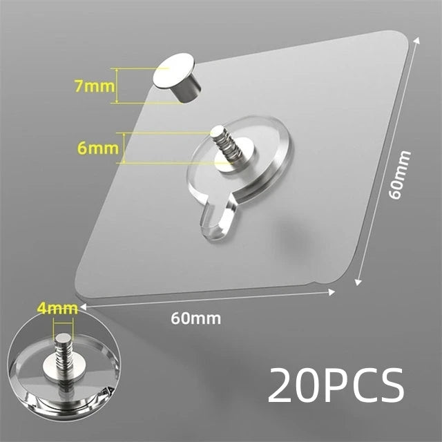 6-30Pcs Screw Wall Hooks Self Adhesive Hangers Seamless Nail Screw Free Sticker Hook for Wall Mount Kitchen Bathroom Home Office