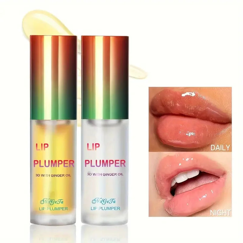 Ginger and Mint Volumising Lip Oil Plumper Serum Duo