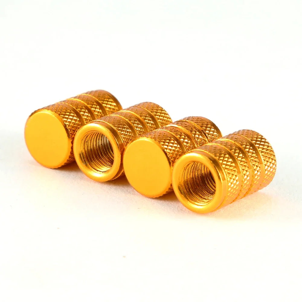 4pcs Knurling Style Tire Valve Caps Aluminum Silver Car Bike Wheel Stem Air Valve Caps Tire Pressure Cap Accessory