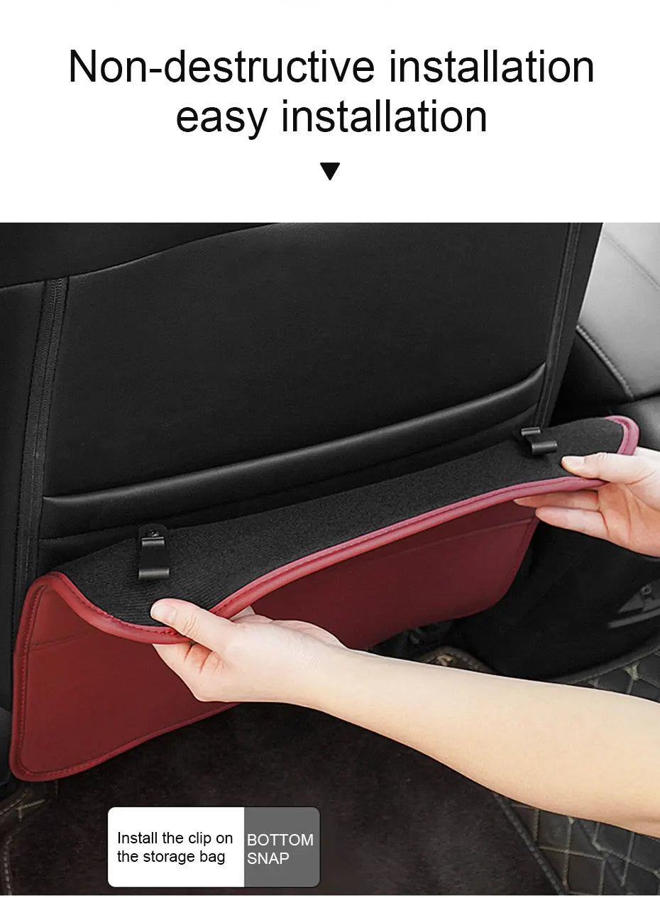 BLALION PU Leather Car Anti-kick Pad Auto Seat Back Organizer Storage Bag Car Backseat Anti Scratch Protector Pads with Cover
