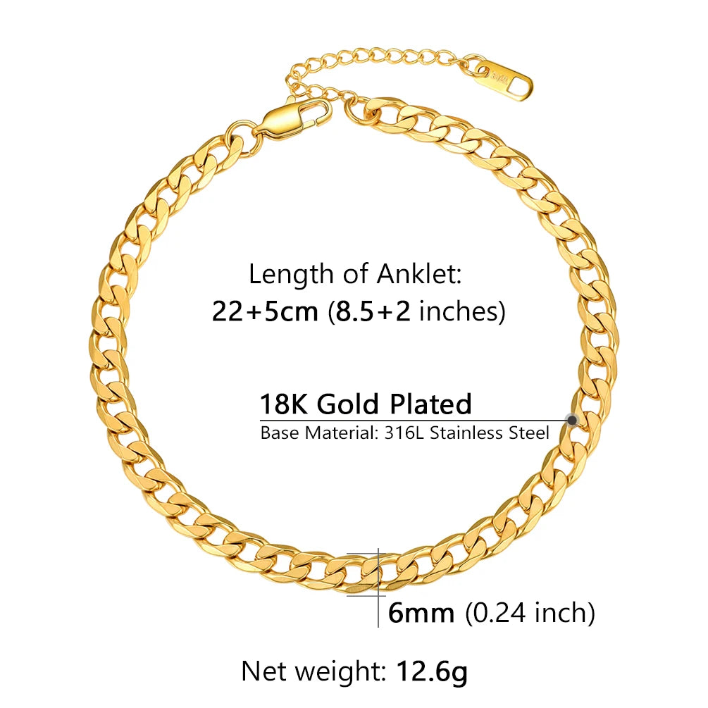 Stainless Steel Multi-Style Anchor and Curb Chain Anklet