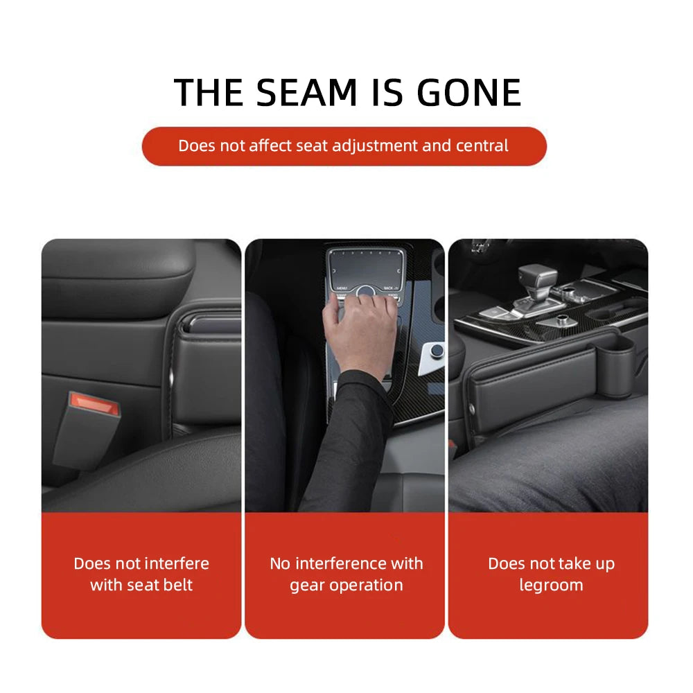 Multifunction Car Seat Gap Leak-proof Storage Bag  PU Leather Seat Slot Organizer BoxFor Car Seat Gap Filler With Cup Holder