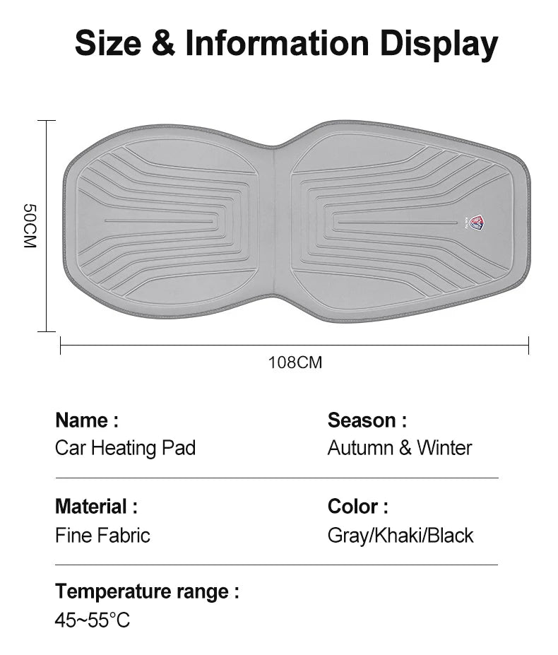 EAFC 1PCS Car Heating Pad Heated Seat 12V DC Soft Winter Warmer Seat Winter seat Protector Auto Seat Cushion Pad Winter Mat