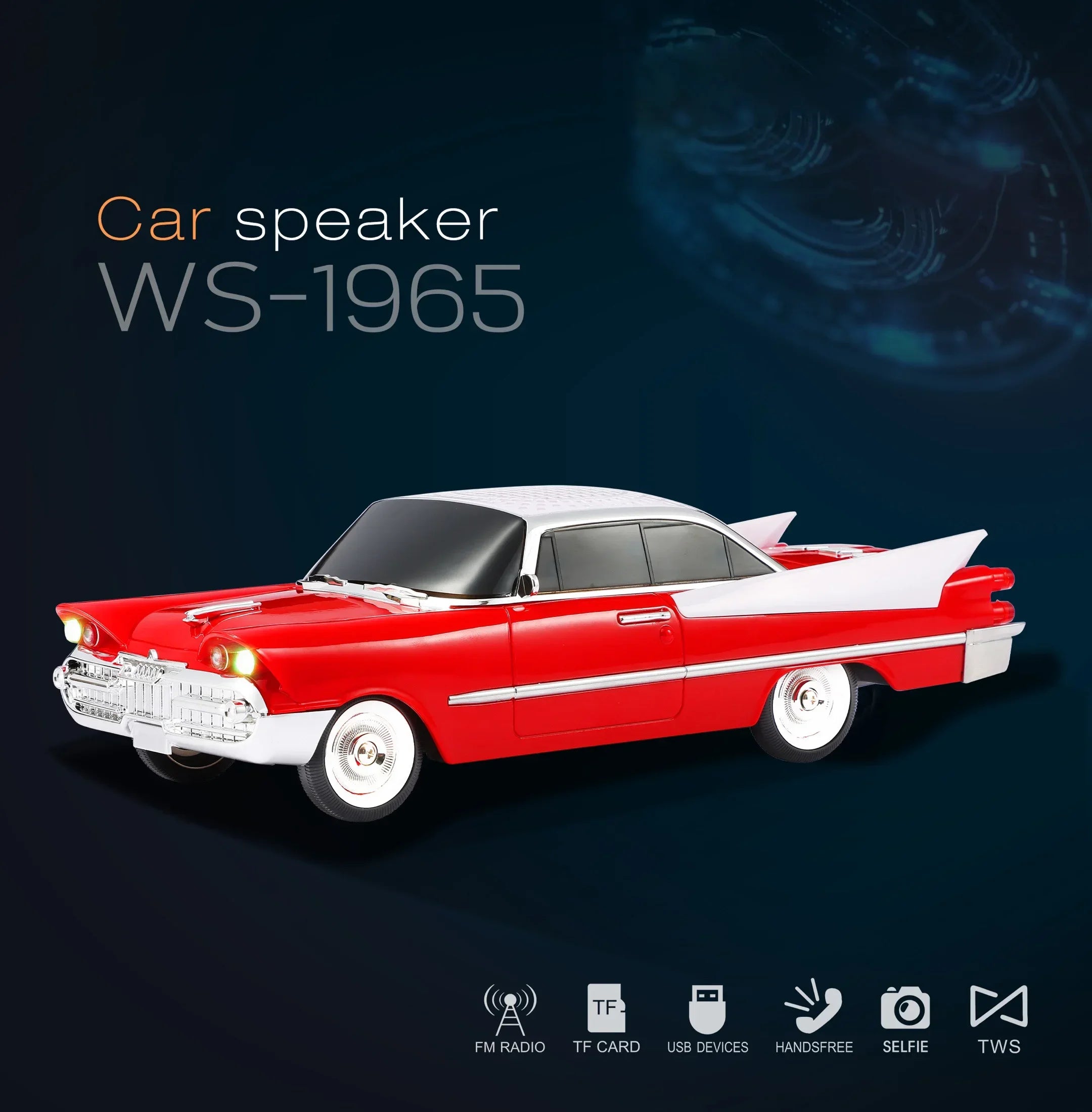 WS-1965 Classic Car Shaped Bluetooth Speaker with Subwoofer Support U Disk TF Card Fm Radio Portable Vintage HIFI Stereo Boombox