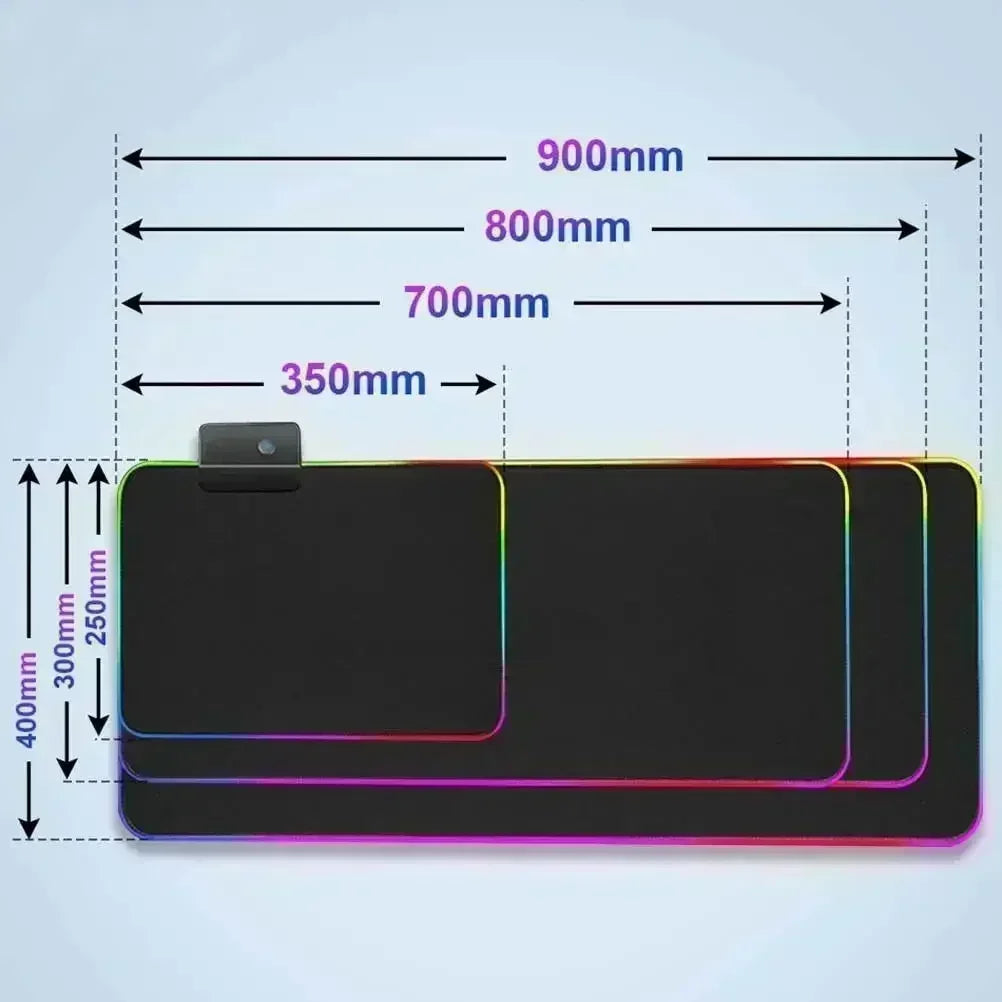 400x900 World Of Warcraft LED Backlight Gaming Mousepad HD Printing RGB Mouse Pad Non-Slip Rubber Deskmats Keyboard Desk Mat XXL