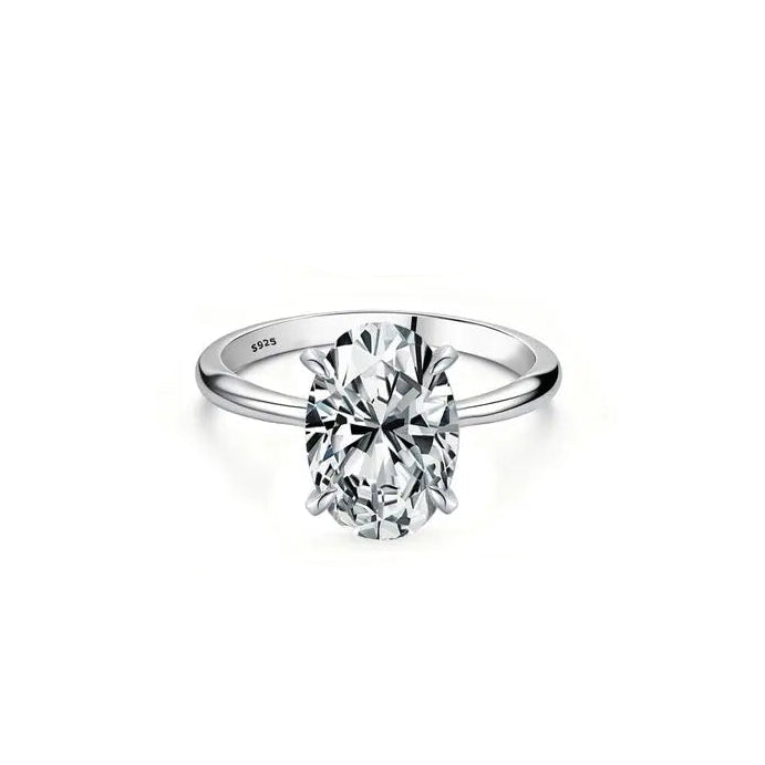 925 Sterling Silver Oval 1-8Ct Zircon Luxury Engagement Wedding Ring