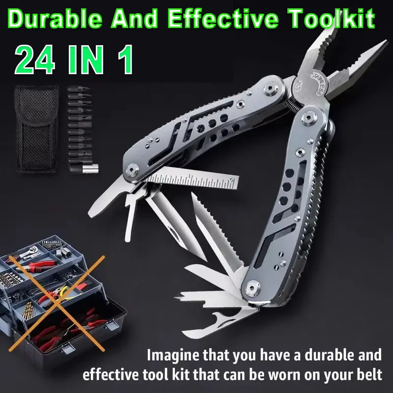 Premium 24-in-1 Stainless Steel Survival Multi-Tool Pliers Set