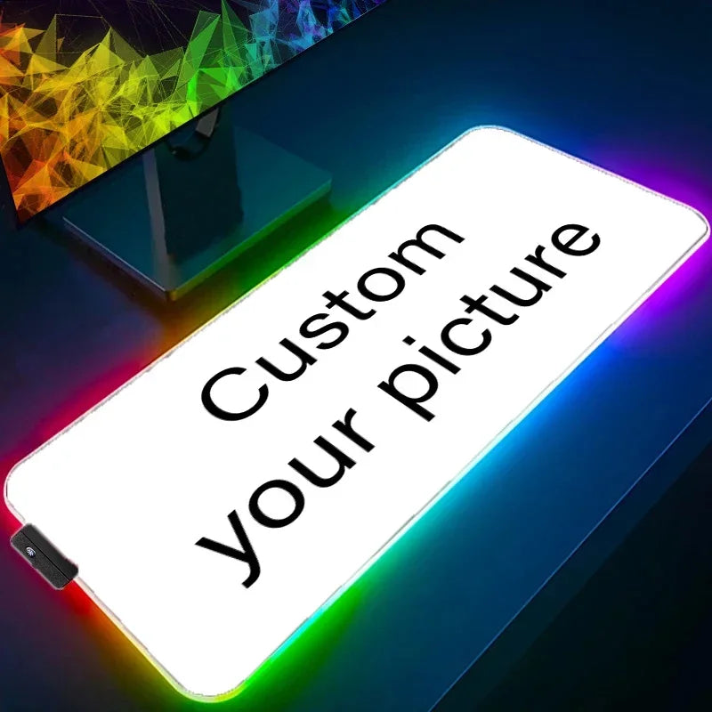 DIY Custom Large Size RGB Mouse Pad Rubber XXL Anime Logo Gaming LED Gamer Accessories Cushion Color Glow Personalized for Desks