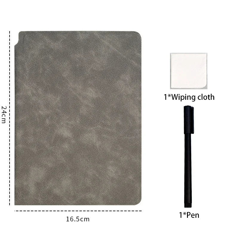 Reusable Whiteboard Notebook Weekly Planner Portable A5 Stylish Office Notebooks Leather Memo Free Whiteboard Pen Erasing Clot
