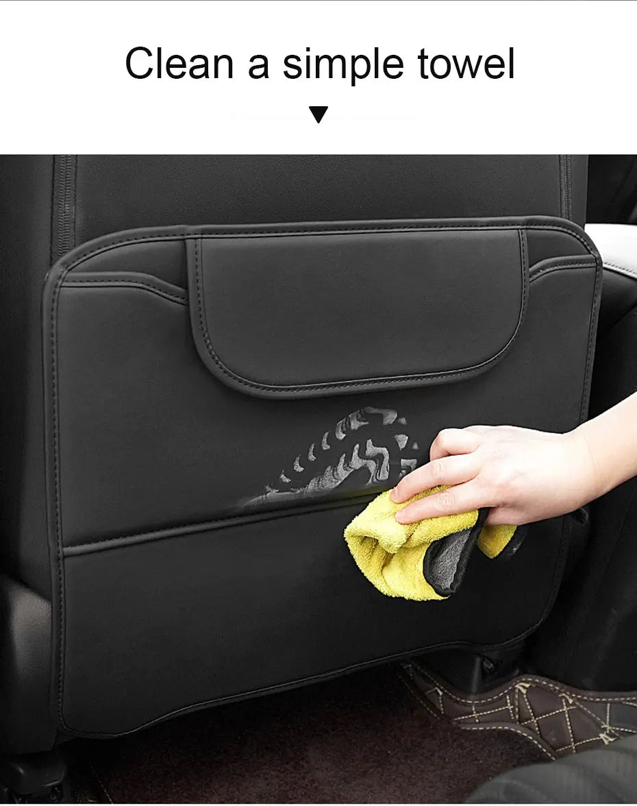BLALION PU Leather Car Anti-kick Pad Auto Seat Back Organizer Storage Bag Car Backseat Anti Scratch Protector Pads with Cover